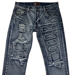 Rugby Road Premium Denim Distressed Jeans Whisker Streetwear Grunge Size 34x30
